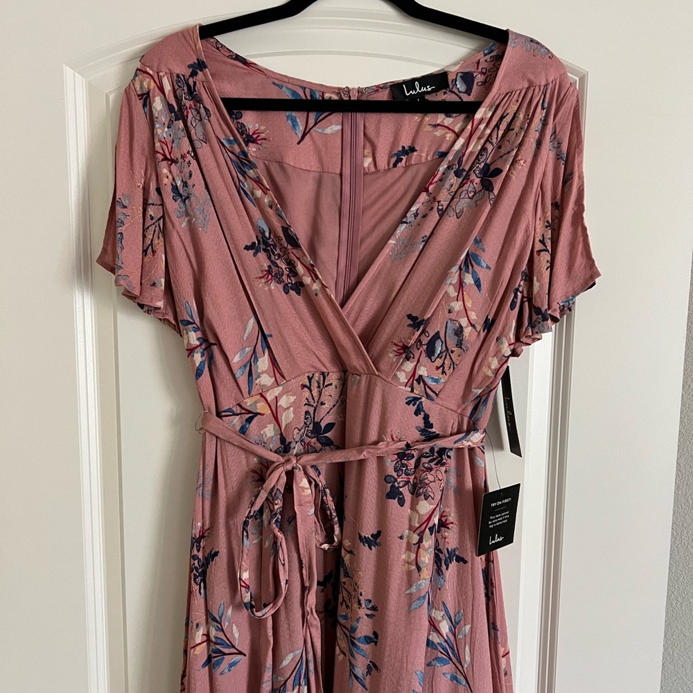 Lulus Heart of Gold Floral Wrap Maxi Dress